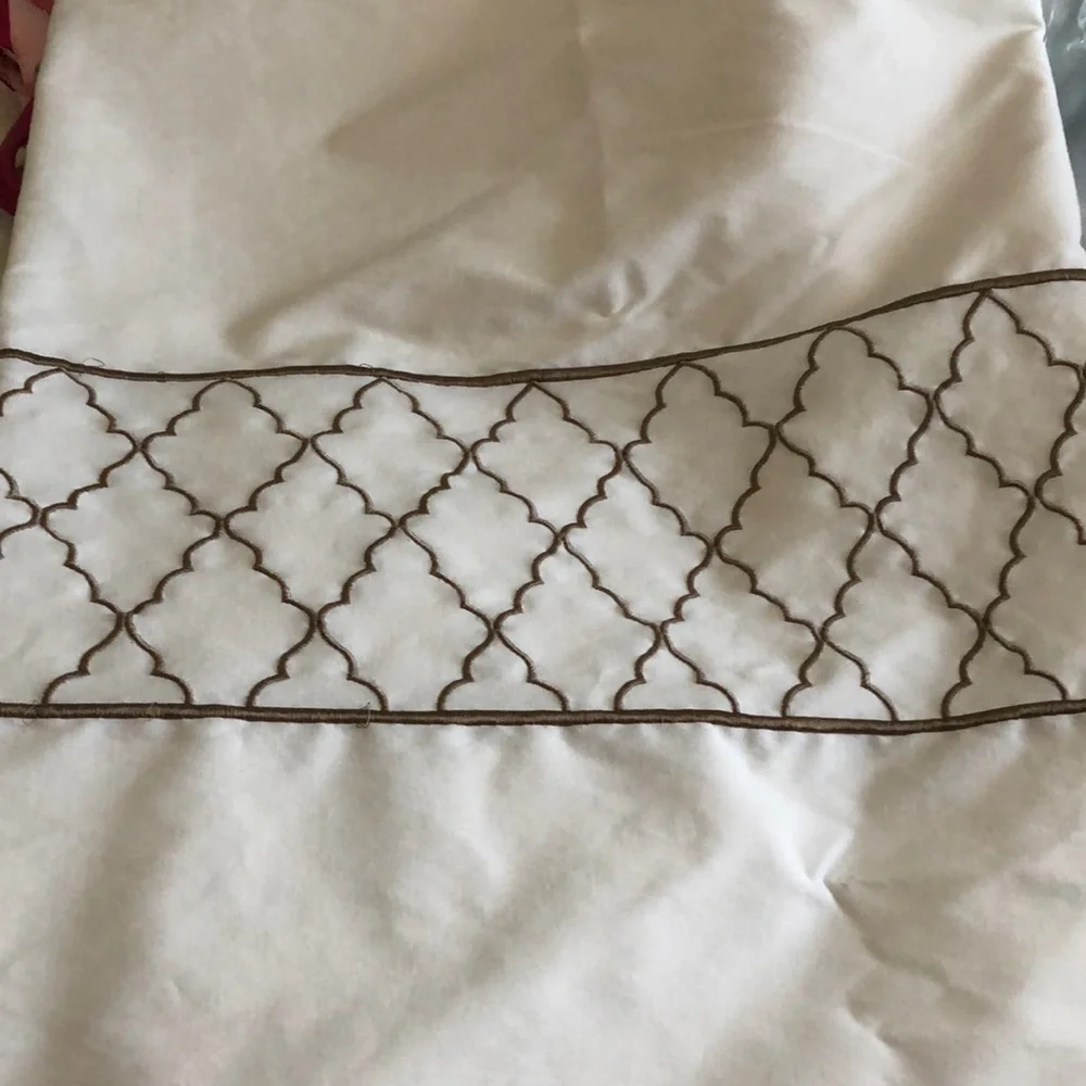 Chic White Fabric with Brown Pattern shower curtain